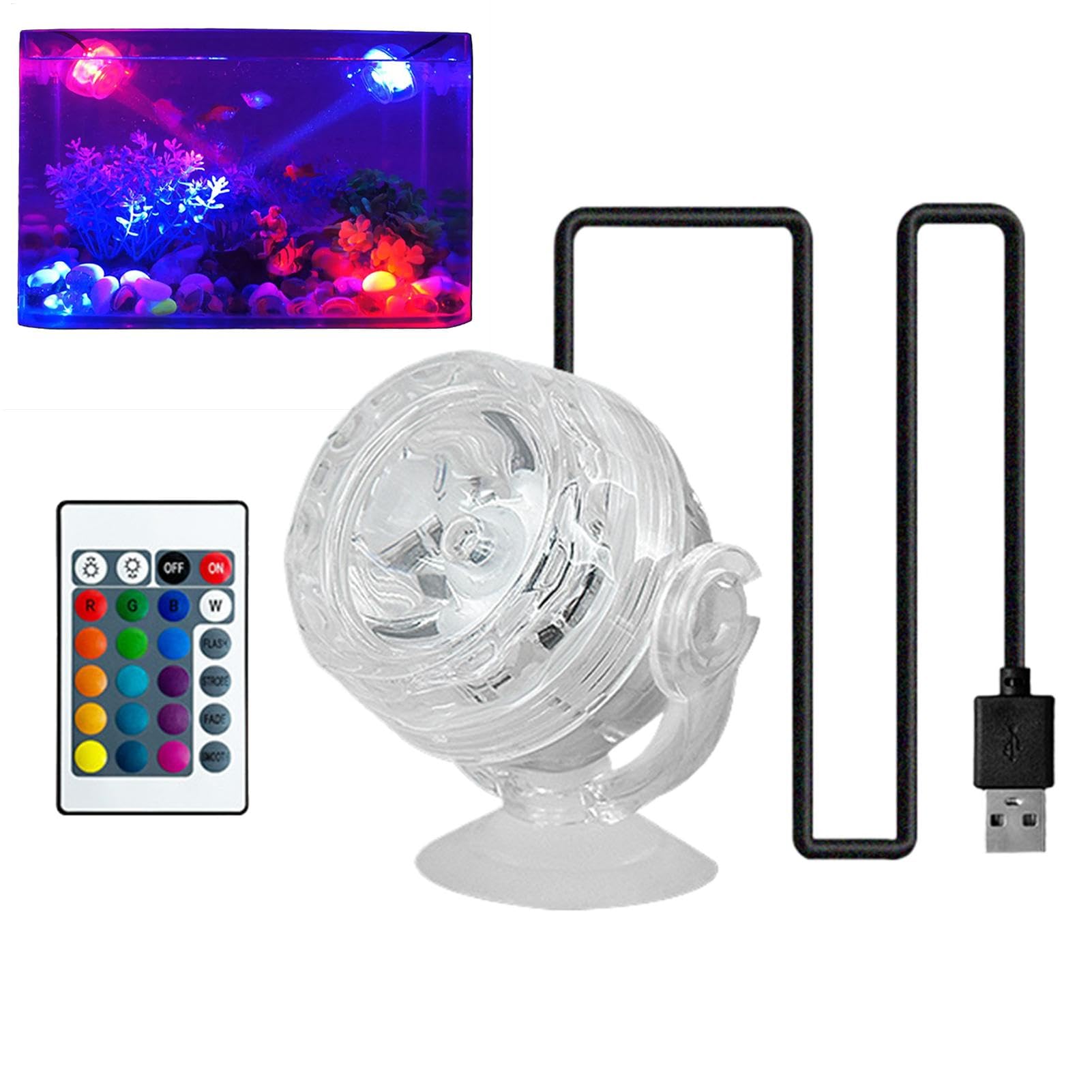 Submersible LED Fish Tank Light, 6-Color Changing Pool Lights, IP68 Waterproof Spotlight, Small Water Light for Aquariums and Fish Tanks, Ideal for Underwater Illumination