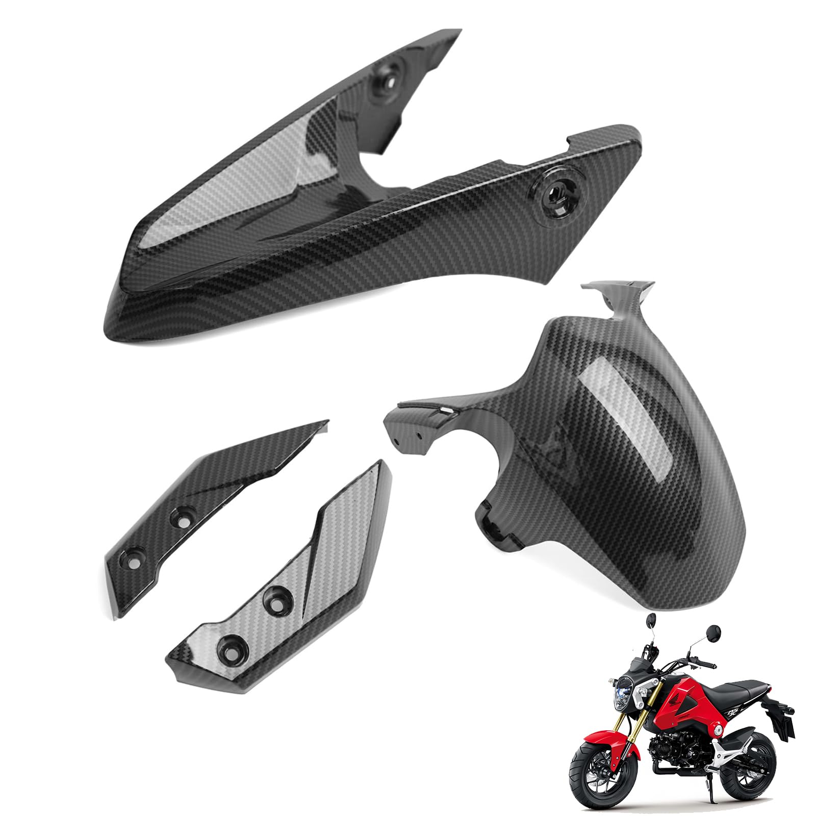 mokuo Motorcycle Carbon Fiber Front Mudguard Kit Fit for Honda Grom msx125 2013-2016