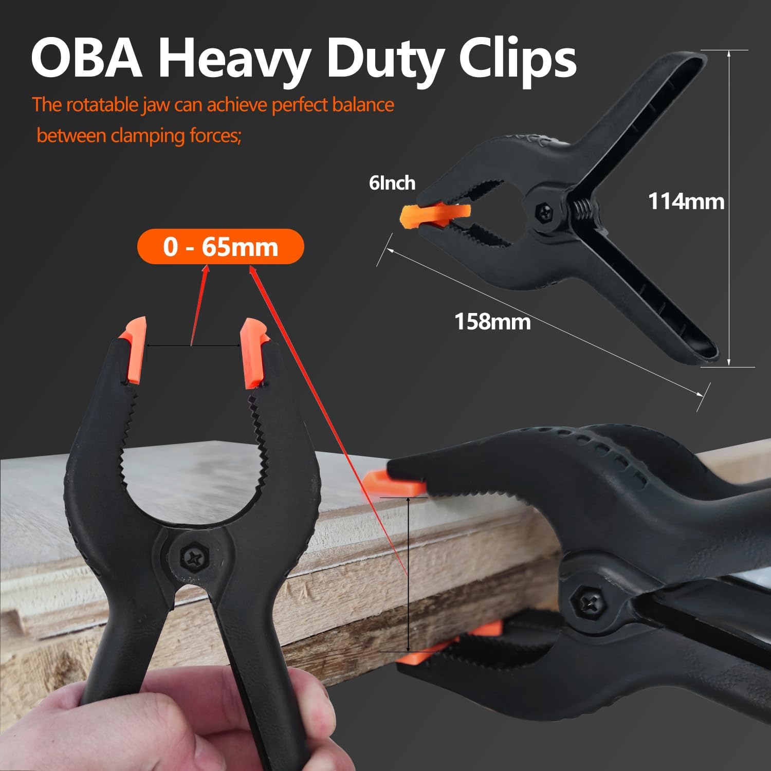 12 Pcs Big Spring Clamps Clips 6 Inch, OBA High Clamping Force Spring Clamps, Tension Clamps Wood Gluing Clamps Long Photo Cloth clamp Background Fabric Clip Photo Clip