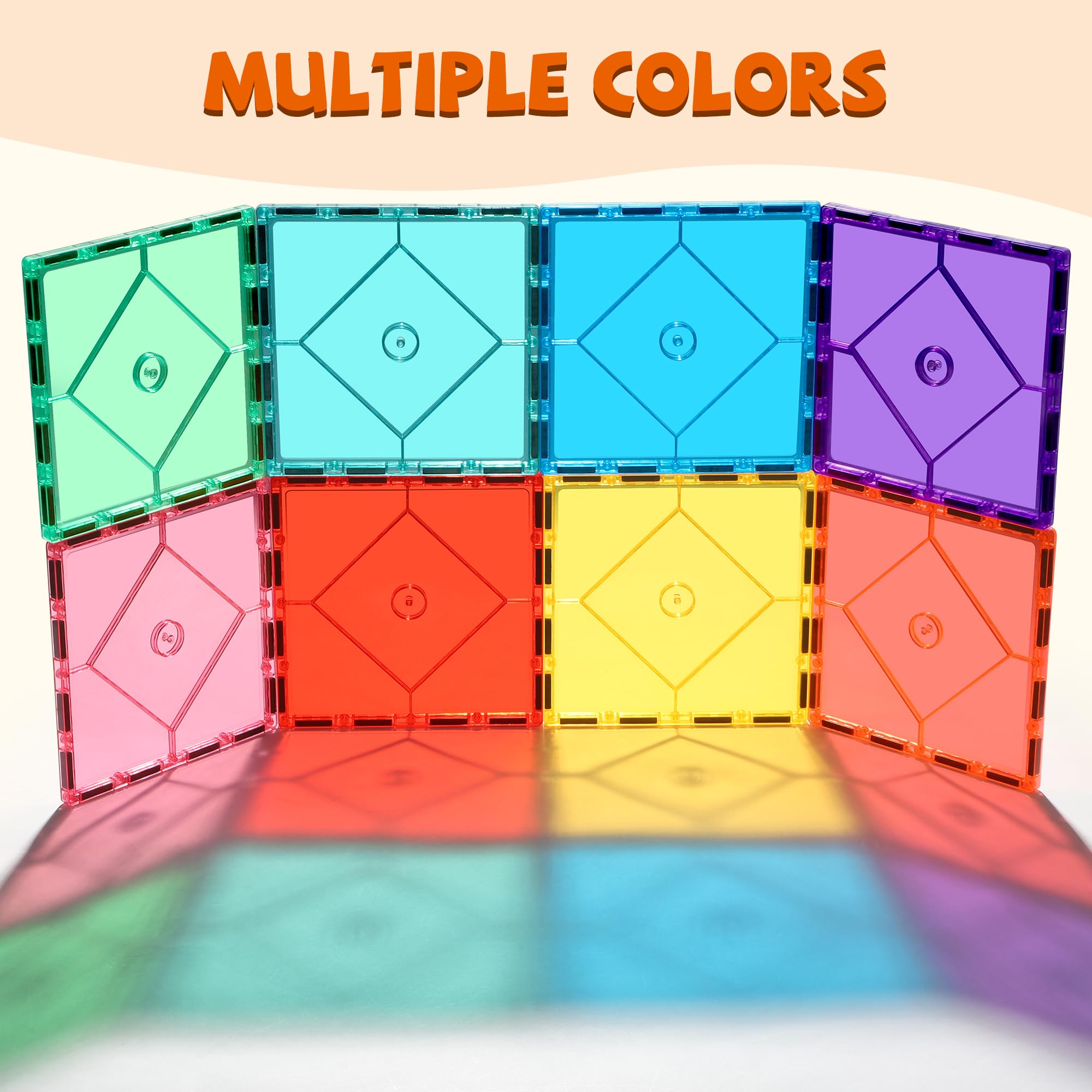 8 piezas de azulejos magnéticos de forma cuadrada grande para niños, bloques de construcción magnéticos, juego de construcción magnético STEM imán de aprendizaje preescolar para niños de 3 a 5