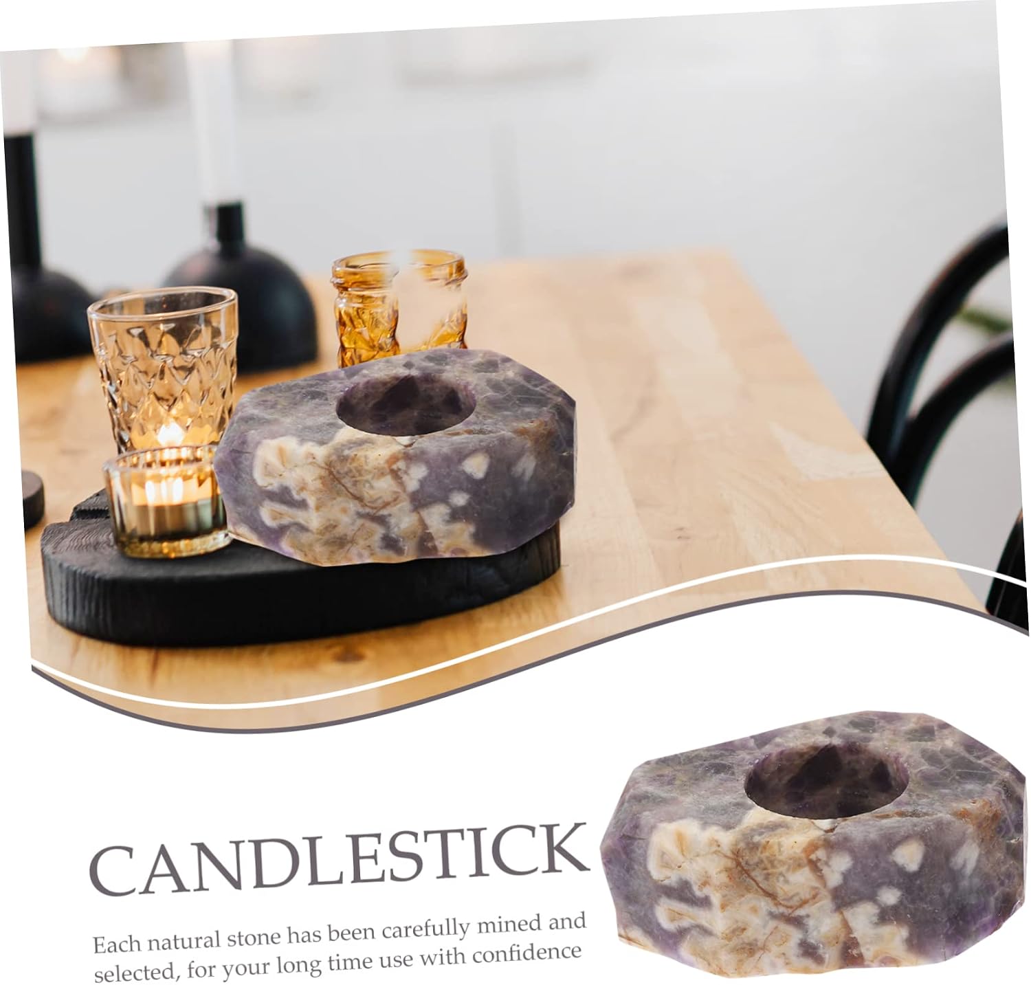 Amethyst Candle Stand Unique Scented Candlestick for Aromatherapy Decorative Home Decor for Living and Dining Table Present Occasion