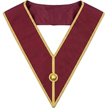 Masons Masonic Scottish Rite 32 Degree Collar Hand Embroidered Maroon Moire Ribbon Double Eagle