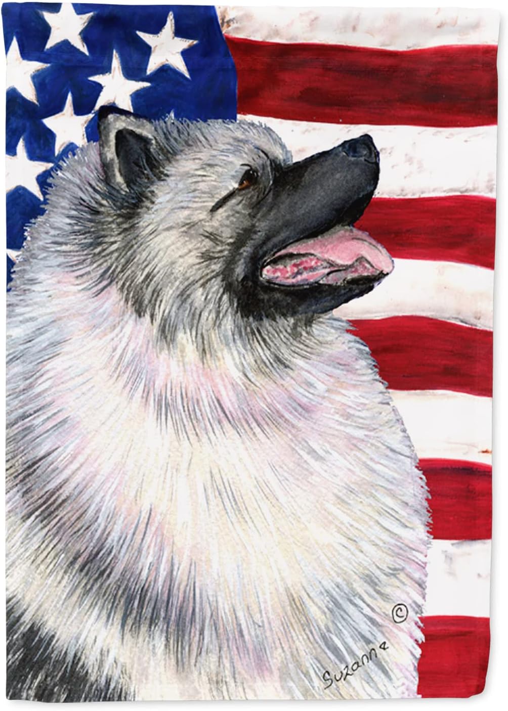 Caroline's Treasures SS4051CHF USA American Flag with Keeshond Flag Canvas, Large, Multicolor