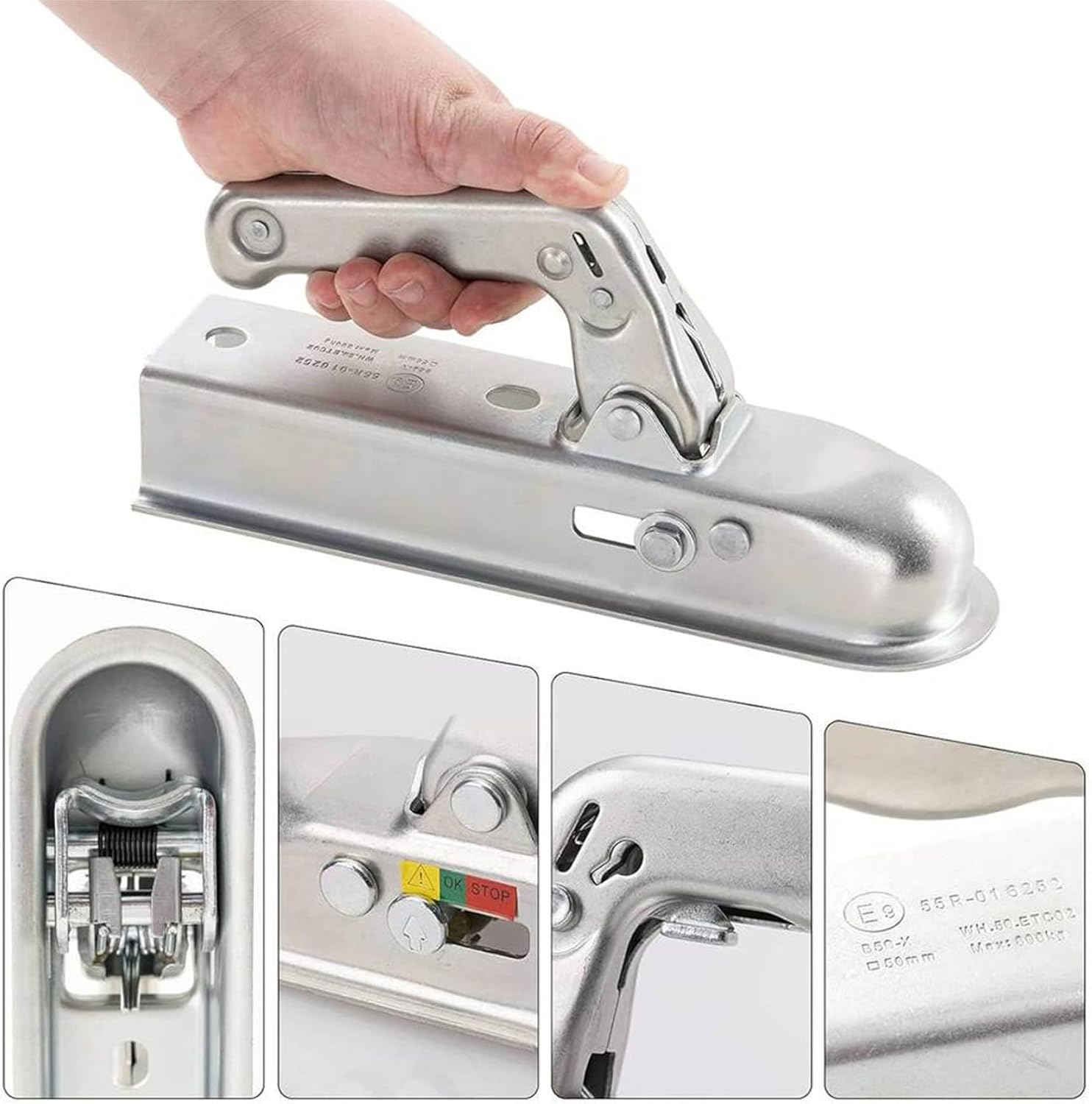 Straight Trailer Coupler for 2" Ball & Square Drawbar, 50mm Trailer Coupler, 800kg Capacity Heavy Duty Hitch