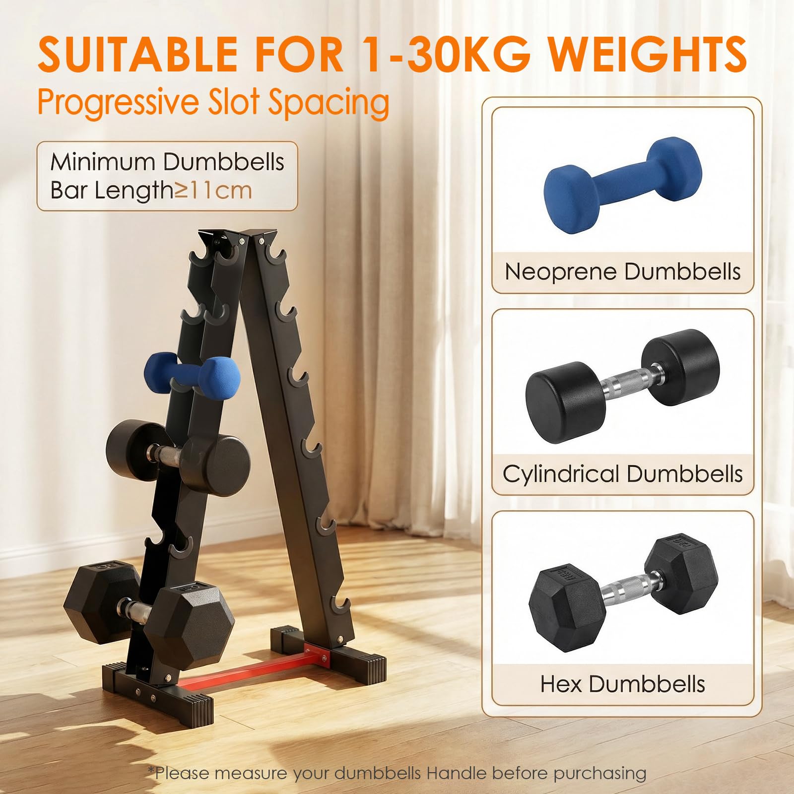 LIFERUN Manubri Rack Porta Pesi Supporto per pesi Palestra Casa Portata max: 300 kg (No Manubri)
