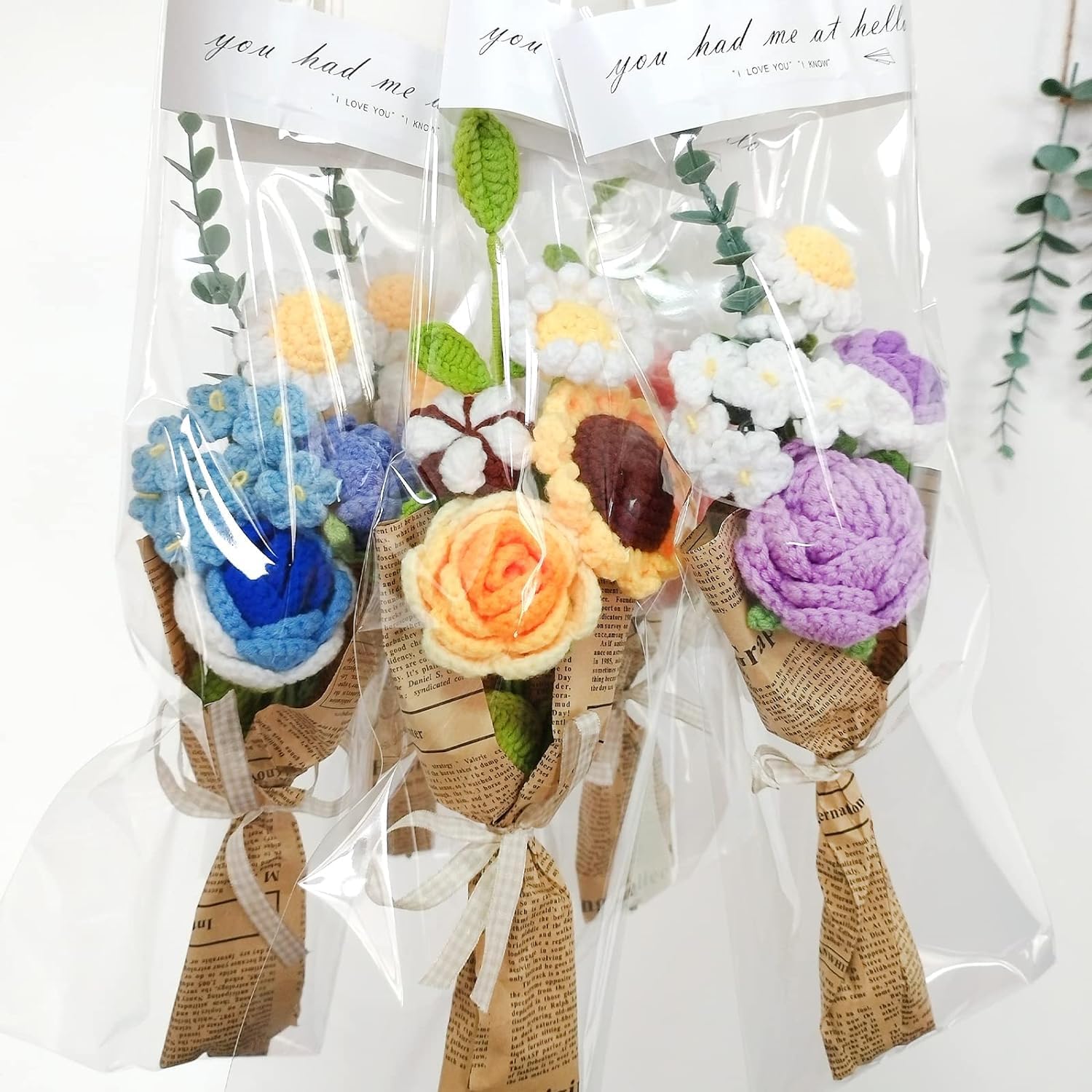 Graduation Bear Handmade Cochet Ose Daisy, Cochet Flowe Bouquet