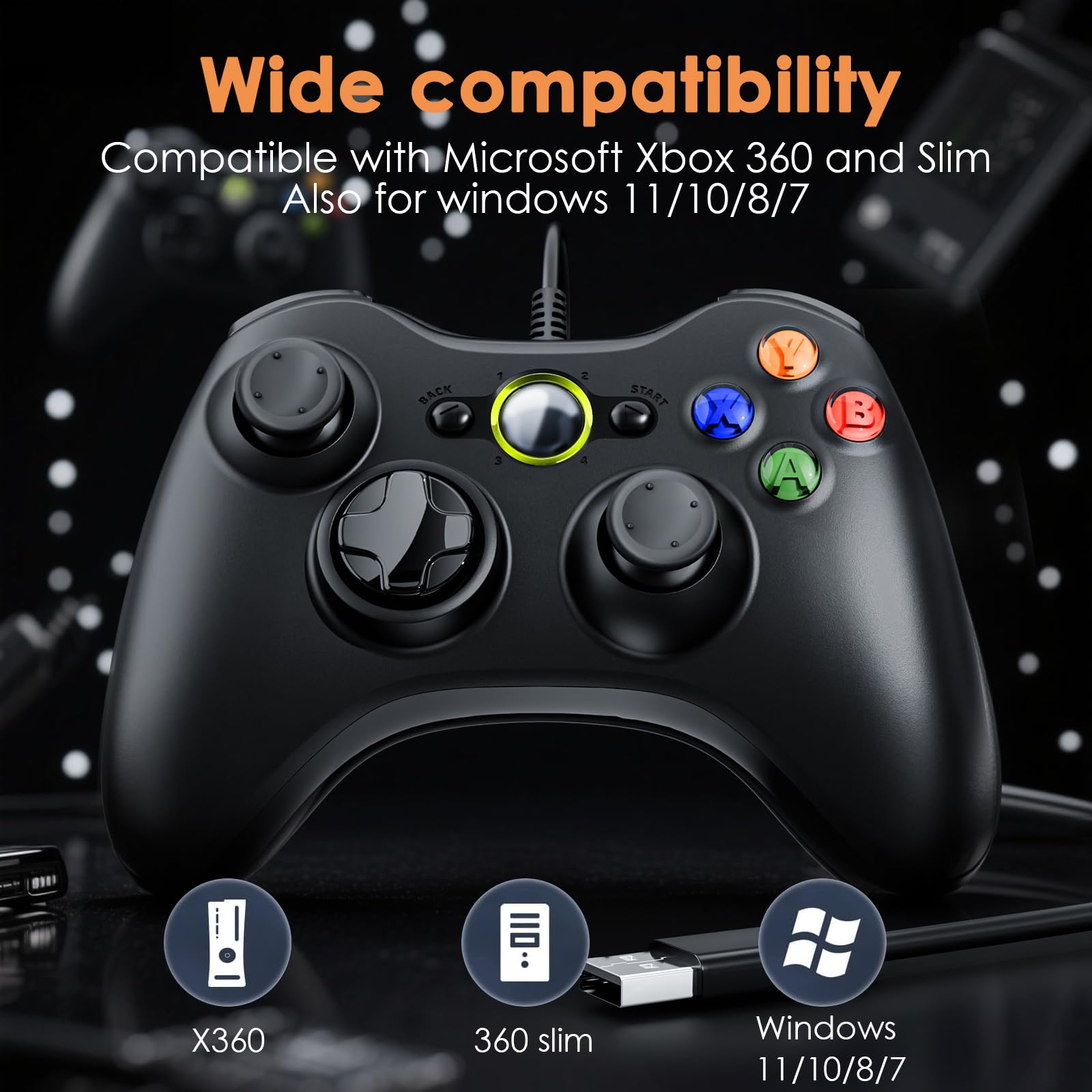 Gezimetie 2 Pack Manette Xbox PC Joystick, Xbox 360 de Connection USB - Double Vibration - Idéal pour Vos Sessions de Jeux sur PC (Windows7/8/8.1/10/11/XP/Vista)