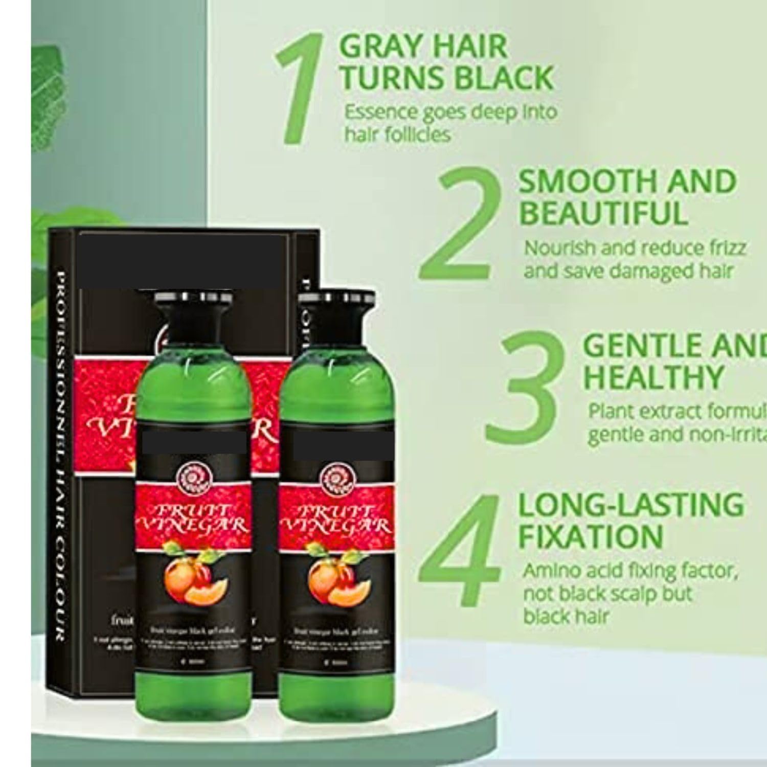 Qivela Fruit Vinegar Hair Dye – Natural, Ammonia-Free Black Hair Color for Men & Women | Nourishing Dual-Formula (100 ml * 2) 1
