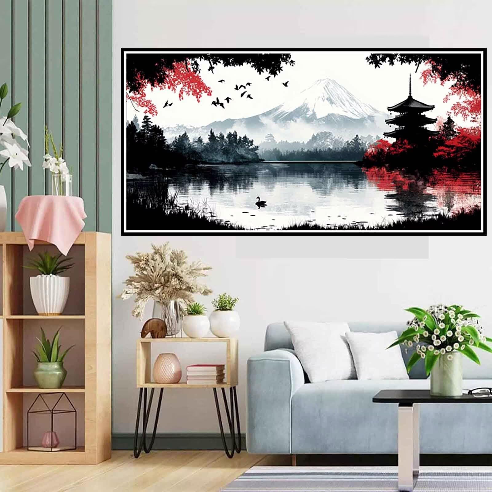 Mount Fuji Diamentowa sztuka, wzór, krajobraz, diamentowy obraz zestawy dla dorosłych, 5D, DIY, pełne okrągłe wiertło, klejnot, kryształ, sztuka, zestawy, rękodzieło, dla dorosłych, początkujących, do