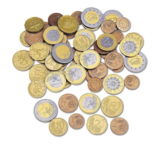 Learning Resources Set de Monedas Euro de Juguete – 100 Piezas para Aprendizaje Matemático y Juego Educativo – Edad 5+