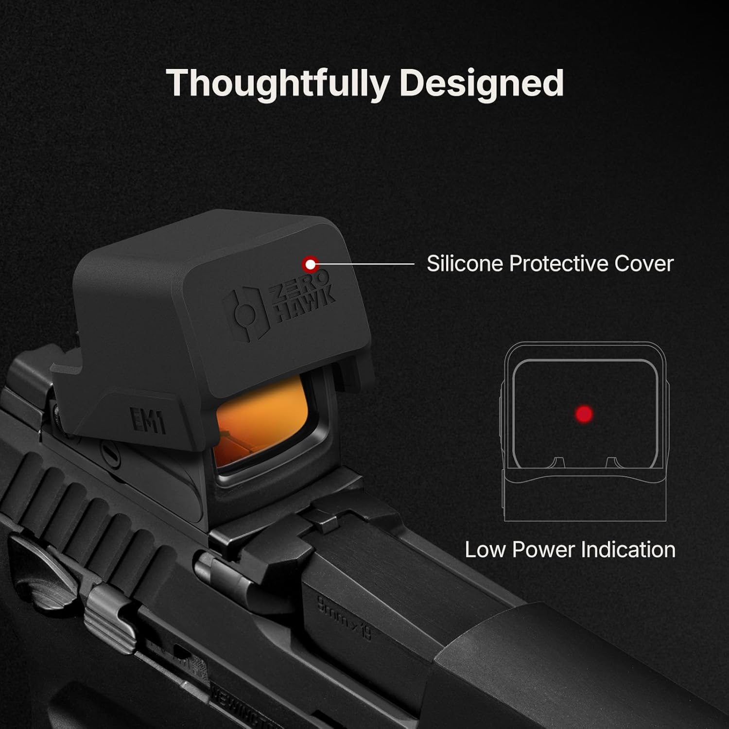 EM1 Enclosed Red & Green Dot Sight with MOS/RMR to RMSc Adapter Plate, 6/2 & 32 MOA Multi Reticle Micro Reflex Sight for Pistol, RMSc/K Footprint Compatible, Parallax-Free (Black & FDE)