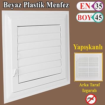 Badem10 Menfez Banyo Wc Tuvalet Havalandırma Plastik Panjur Beyaz 35x45 CM