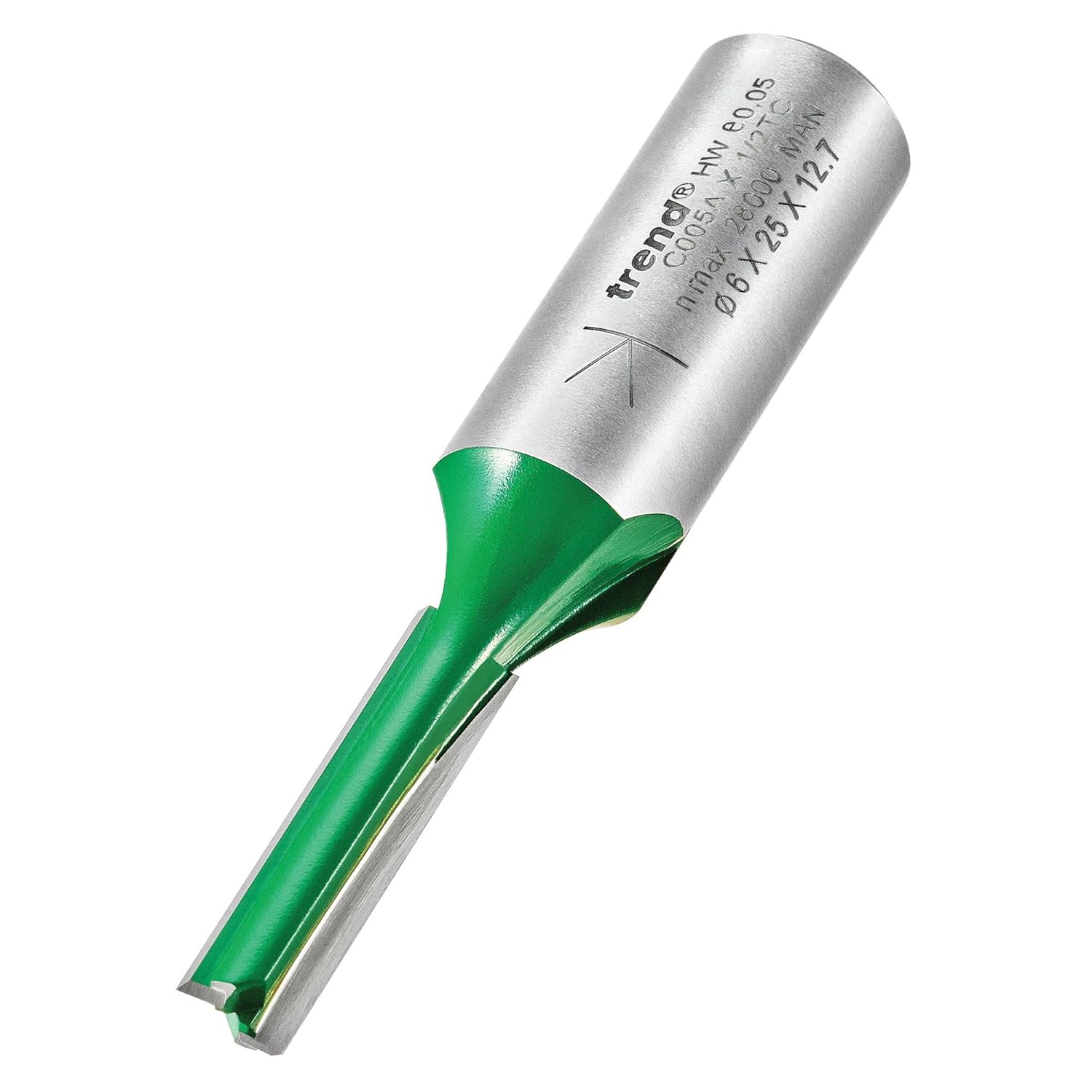 Trend Craft Pro 1/2" Shank Straight Router Cutter Bit - Ref: C033BX1/2TC; Diameter 25.4mm; Cutting Length 25mm; Tungsten Carbide Tipped