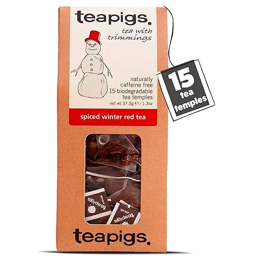teapigs Spiced Winter Red Tea - Caffeine-Free Rooibos Tea Bags with Cinnamon, Clove & Orange Peel - Warming and Spicy Blend - 15 Temples - 15 Count (Pack of 1)