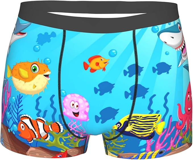 Amazon Co Jp ボクサーパンツ メンズ 面白い漫画の海の生き物 プリント下着 セクシー 前閉じ吸水速乾 抗菌防臭 弾性 高通気性 ファッションブリーフ ローライズアンダーウェア ファッション