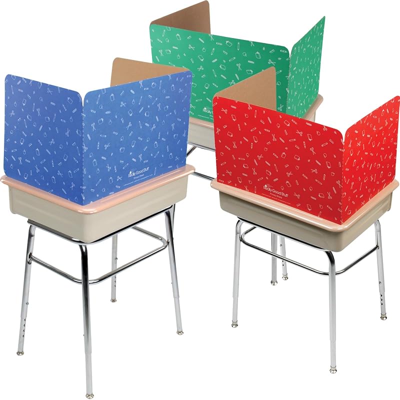 Really Good Stuff Standard Privacy Shield, 3 Colors, Set of 12 | Matte Finish in Red, Green & Blue, Desk Dividers