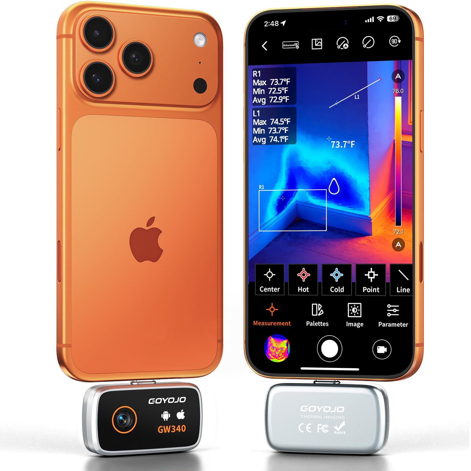 Photo 1 of GW340 Thermal Camera for iPhone/Android/Tablet, 512x384 Super IR Resolution, Thermal Imager iOS 17/16/15 Series & iPads USB-C Port, 256x192 IR Resolution Home Inspection, HVAC, Automotive -4°F~752°F