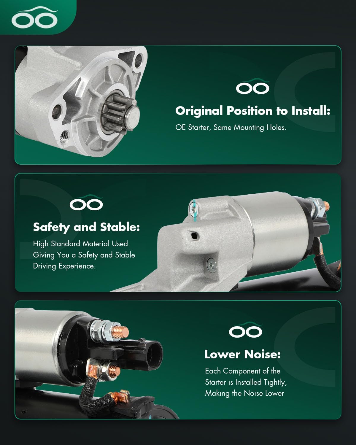 SCITOO Starter Motor 17678 for Audi for Q7 3.0L 2009-2015 for Porsche for Cayenne 3.0L 2014-2016 for Volkswagen for Touareg 3.0L 2009-2016 2.2KW 12V CW 9T