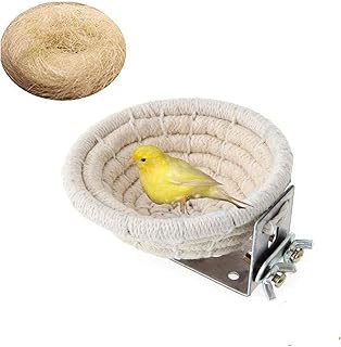 Bird Nest Parakeet Nest Handmade Cotton Weave Hemp Rope Nests Birds Breeding Hatching Nest Parrot Nesting Box Cage Hatch House Hut Cave Raffia Fiber for Parrots Canary