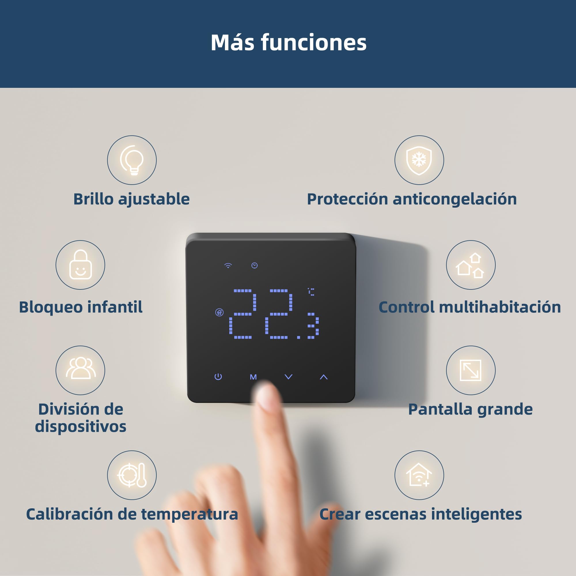 Beok Termostato WiFi para Caldera, programación Diaria, controlable a través de Tuya o Smart Life, Compatible con Alexa y Google Assistant, Control por Voz, 230 V, termostato Empotrado Negro.
