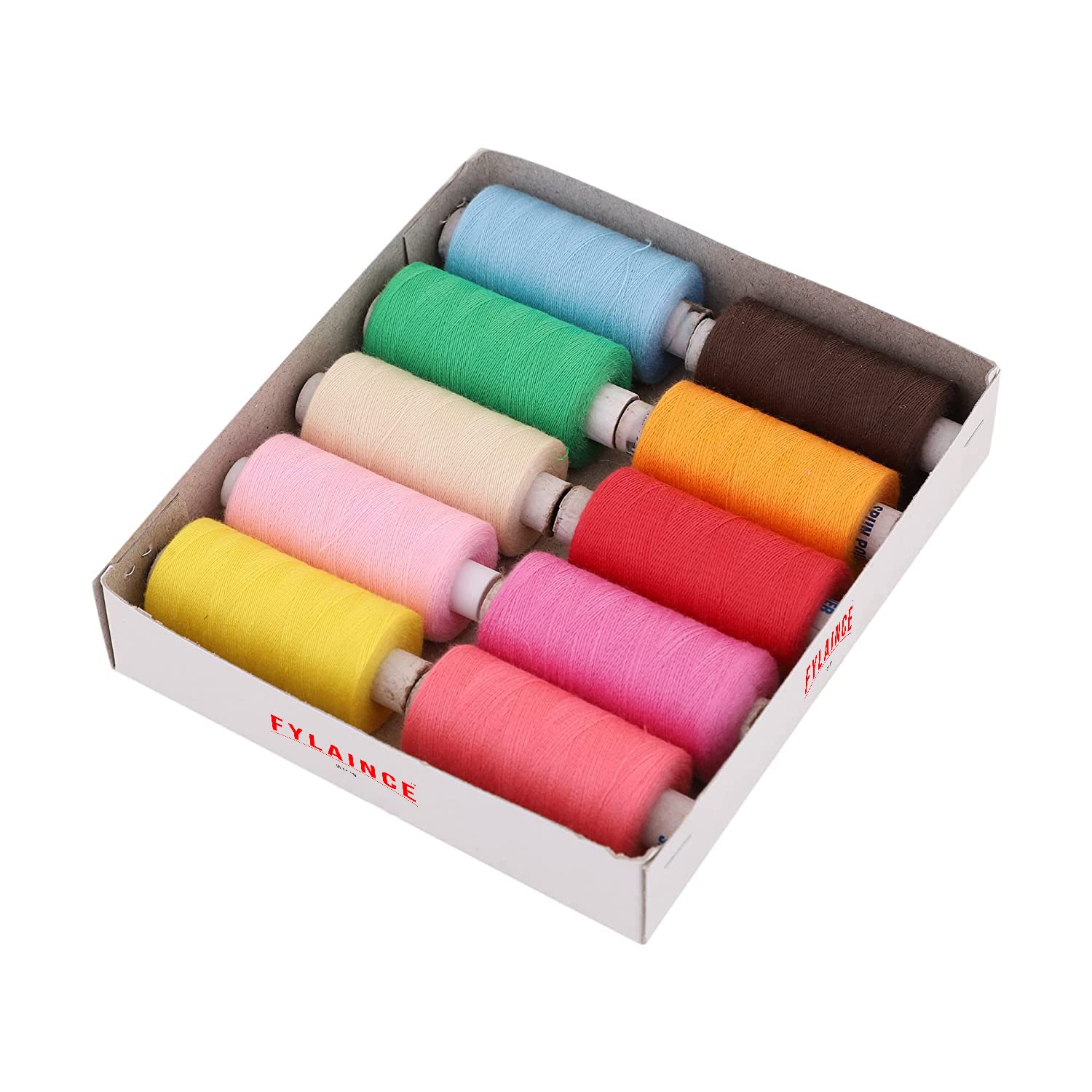 Tacofy 800 Meter Sewing Thread 10 Pcs Basic Color Strong Cotton Polyester Sewing Threads Fast Premium Shade Spools for Machine and Hand Stitching, Tailoring, |Multicolor| |Set of 10Pcs|