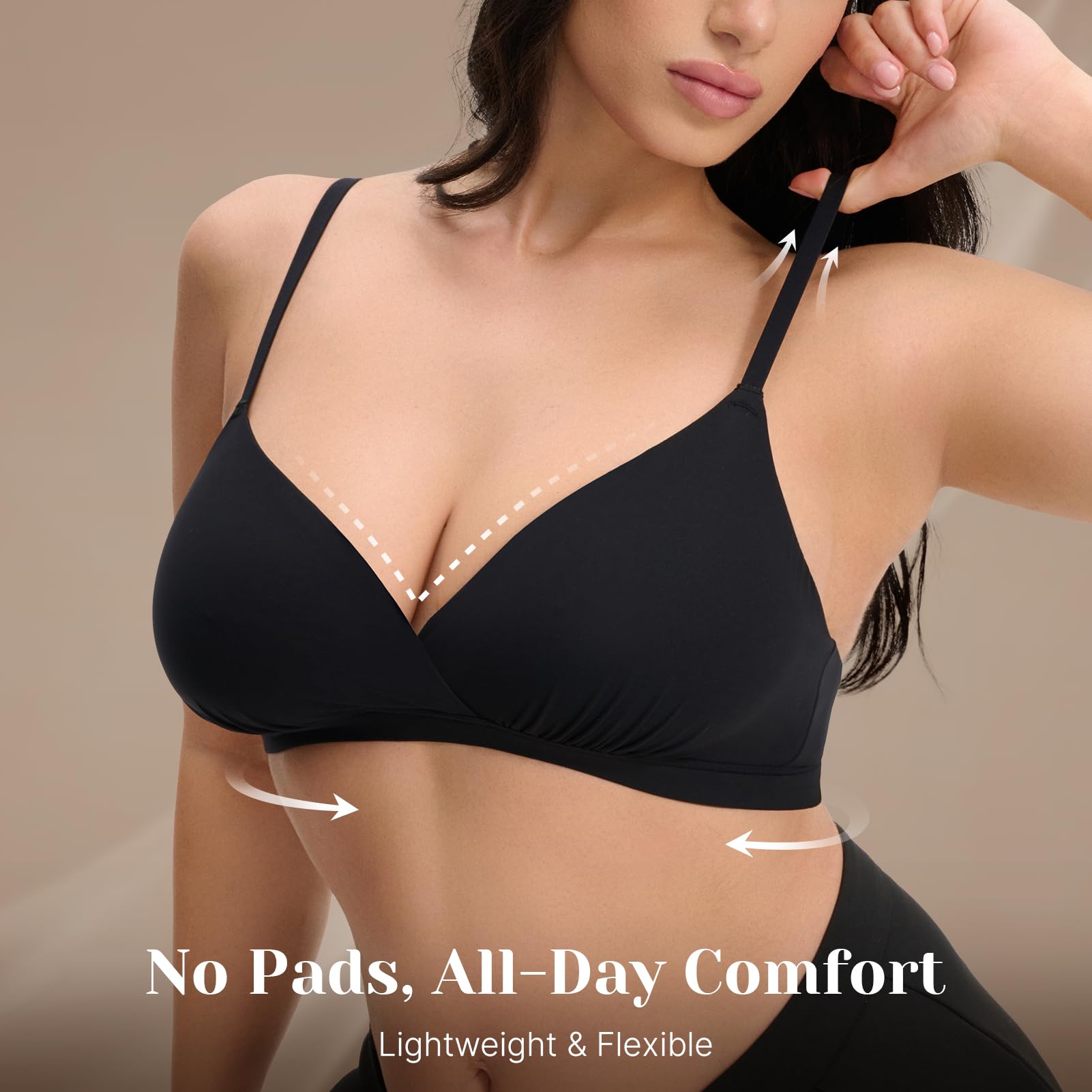 Feng Shui Bralette a Triangolo da Donna Reggiseno Profondo Non Imbottito Reggiseni Push up Senza Cuciture Reggiseno Confortevole per Tutti i Giorni Senza Fili