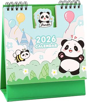 2026 Mini Desk Calendar Office Home Decor Cute Cartoon Calendar 6.3" x 6" - Panda Oct. 2025 to Dec. 2026