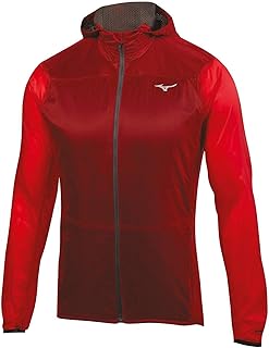 Mizuno Running Mens Breath Thermo Hoody Jacket, Chinese Red/Dark Shadow, Small