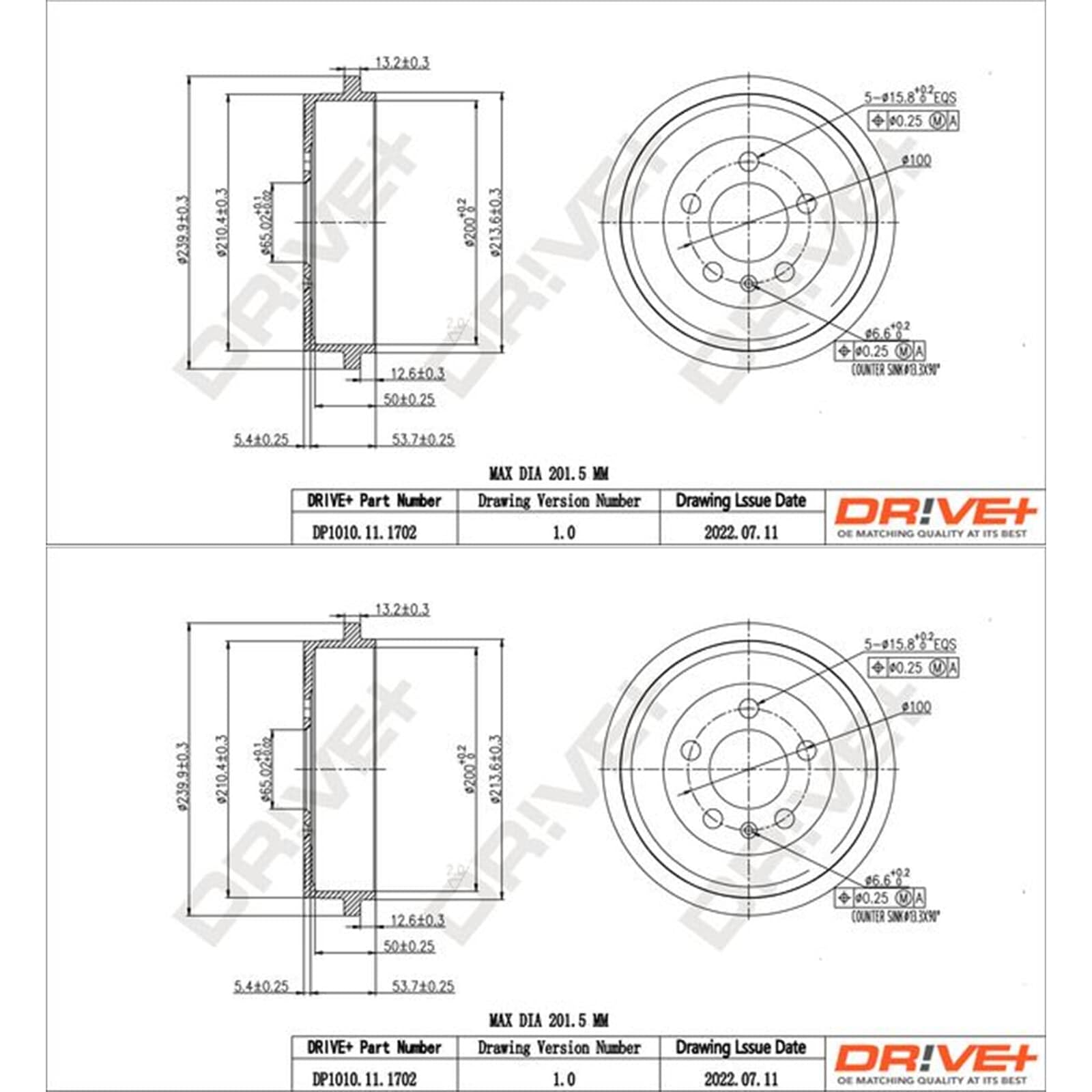2X Dr!ve Bremstrommeln hinten | 2x DP1010.11.1702 passend für A2 Cordoba Ibiza