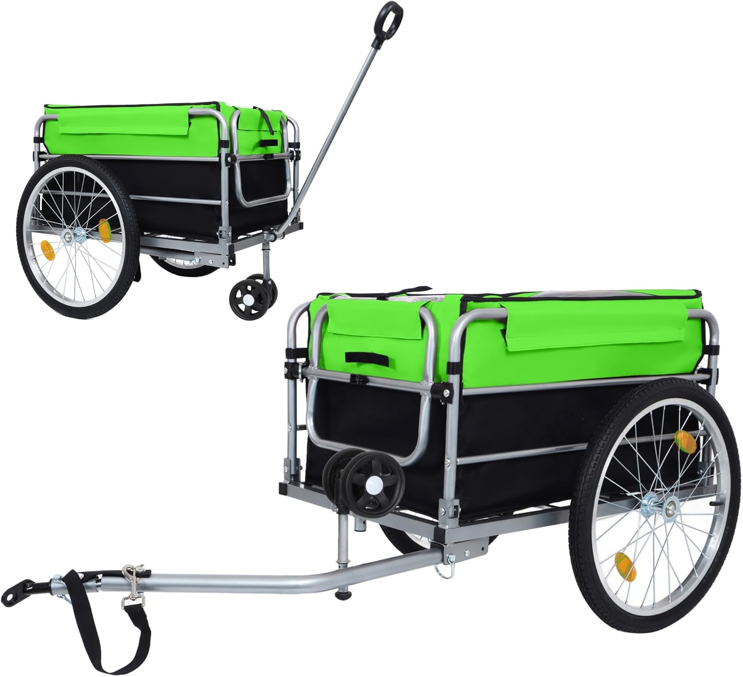 Bike Cargo Trailer, Heavy Duty 220 lbs Bicycle Wagon Cart, 20" Wheels, Folding Grocery Hauler with Safe Hitch System