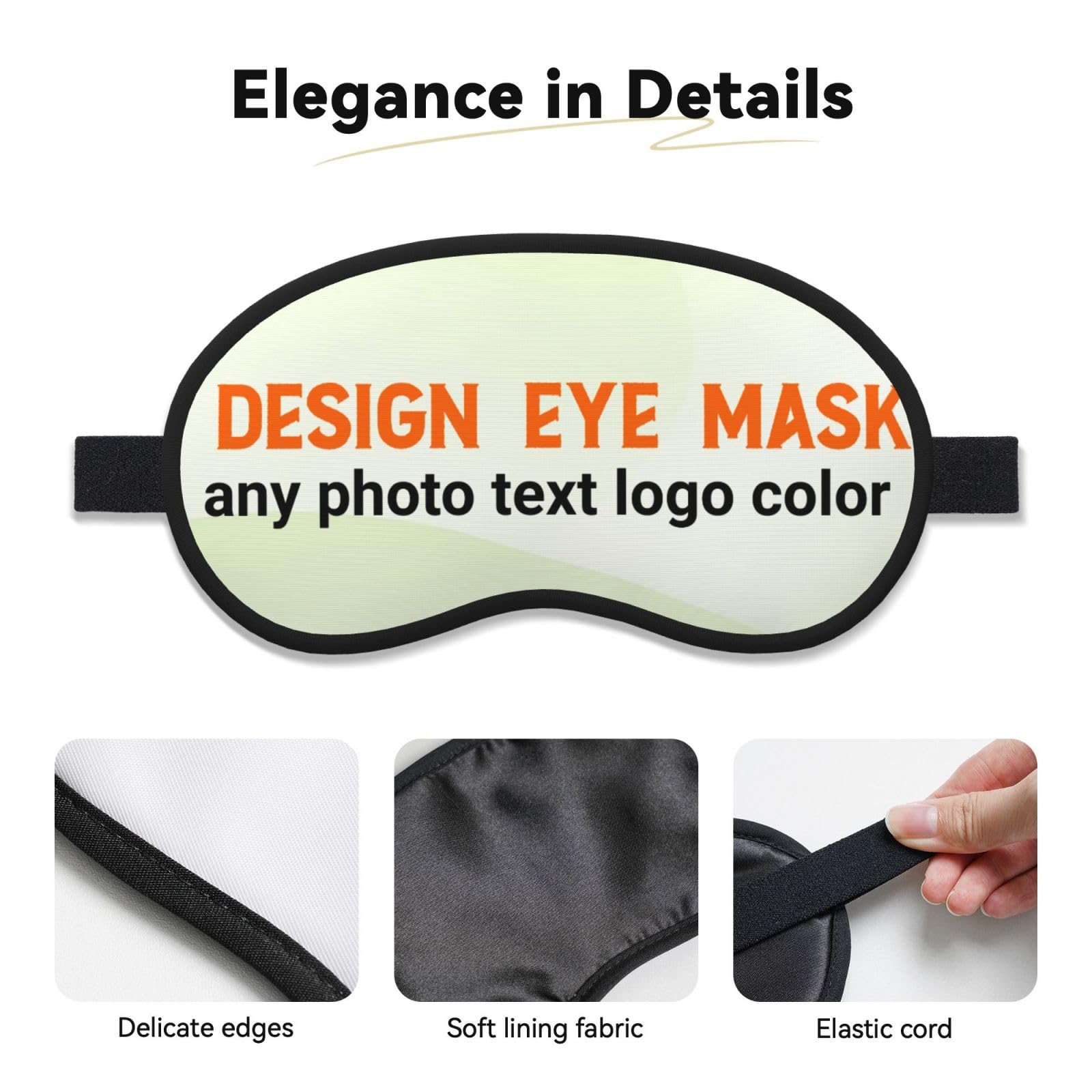 Masque nuit personnalisé hommes/femmes | Impression avec logo photo texte, sangle ajustable pour maison, voyage, bureau