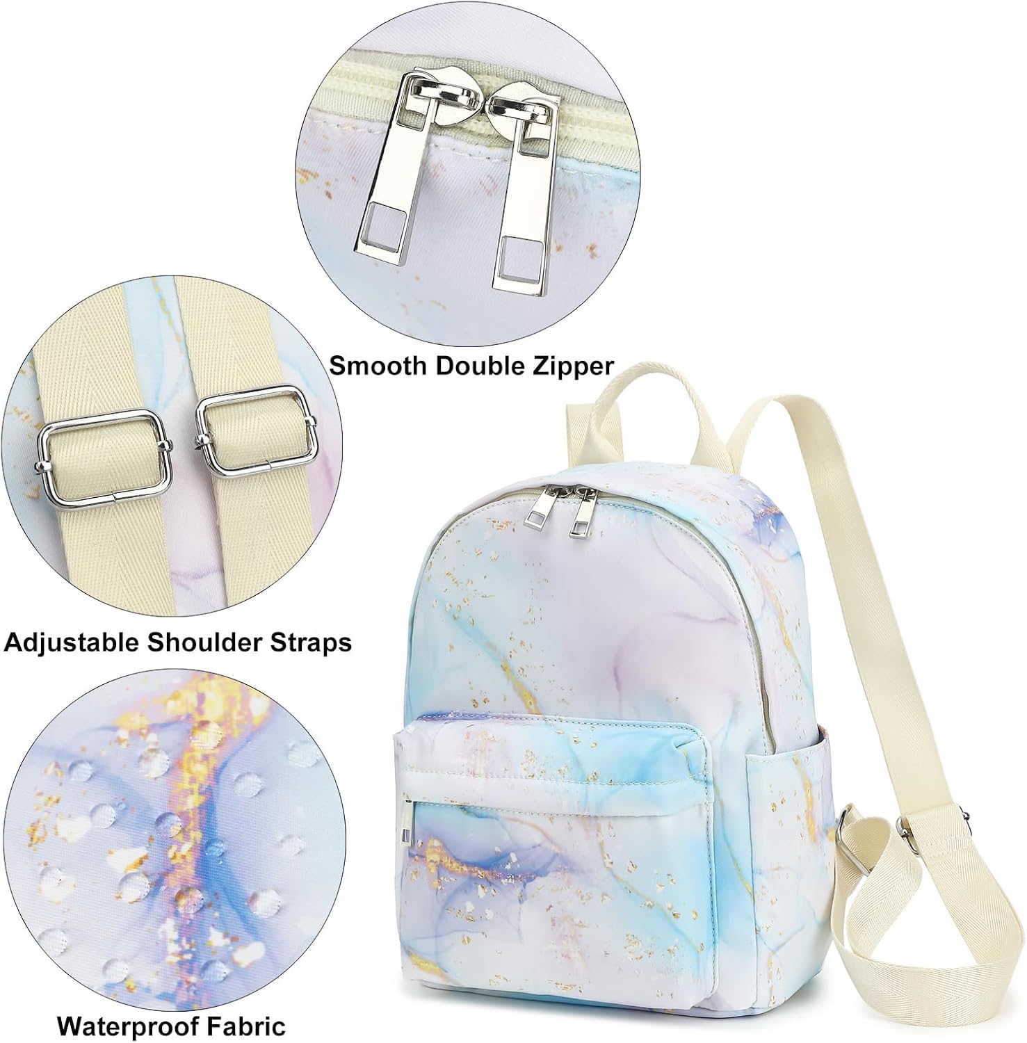 Marble Mini Backpack Women Girls, Small Backpack Purse for Adults Teens Kids School Travel - Image 4