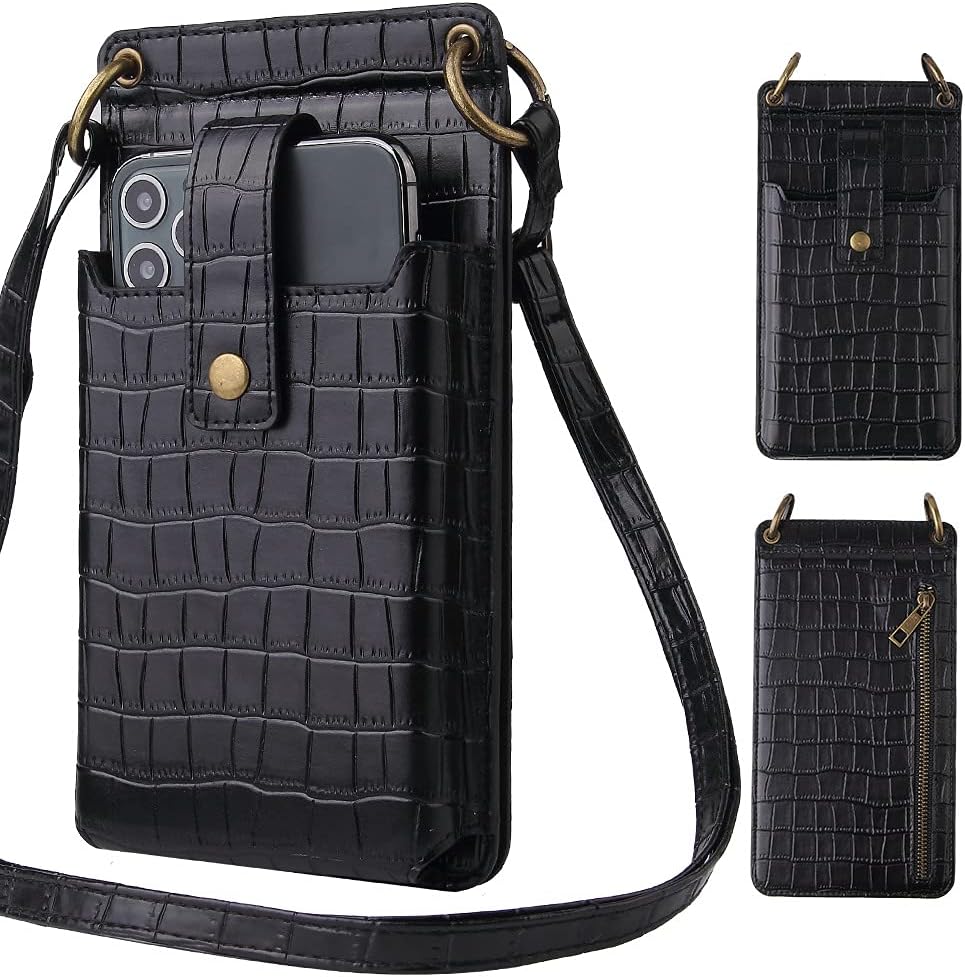PU Leather Crossbody Cell Phone Bag for Women, Purse with Credit Card Slots and Mirror, Suit For Most Smartphone