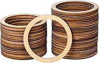 Vista 9 de TEHAUX 100 círculos redondos huecos de madera de 1.57 pulgadas para manualidades, decoración de bodas, fiestas, decoración del hogar, piezas
