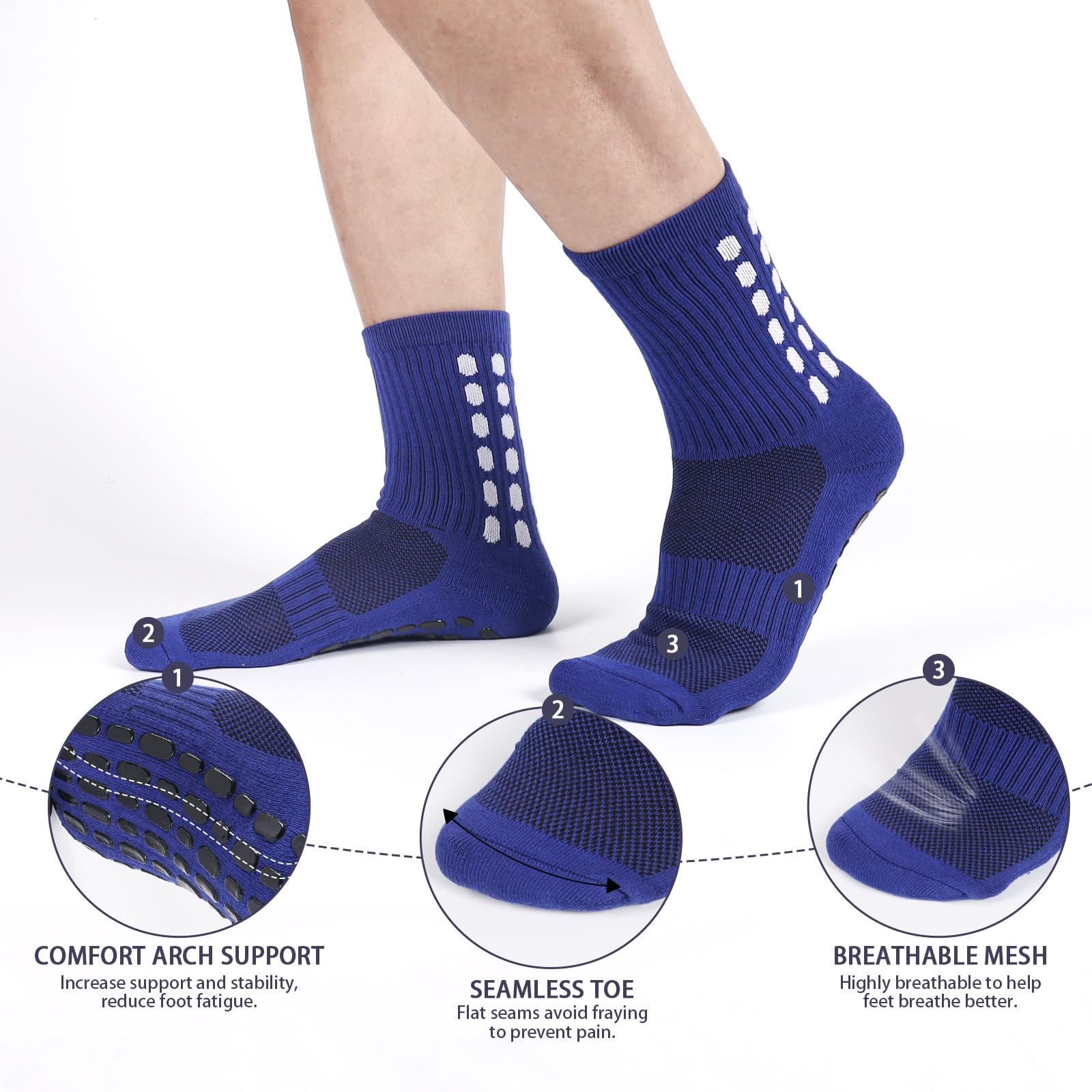 Barrlves 6 paia di calzini da calcio antiscivolo colorati per sport, calcio, basket, ospedale, yoga, calzini per uomo e donna