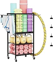 Vista 1 de Estante de Mancuernas para Hogar, Estante de Peso para Gimnasio en Casa, Estante de Almacenamiento para Esterilla de Yoga, Organizador de Equipo