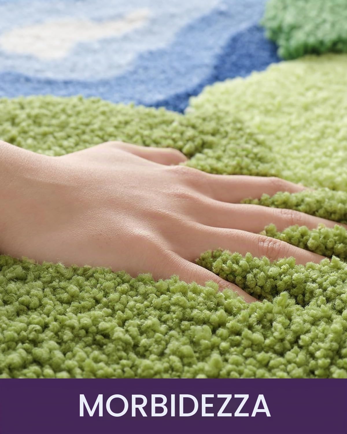 DEXI Tappetino da bagno in muschio, ultra spesso, morbido, verde, assorbente, in microfibra, antiscivolo, per pavimento doccia, lavandino, camera da letto, accessori per la casa, 51 x 81 cm, verde