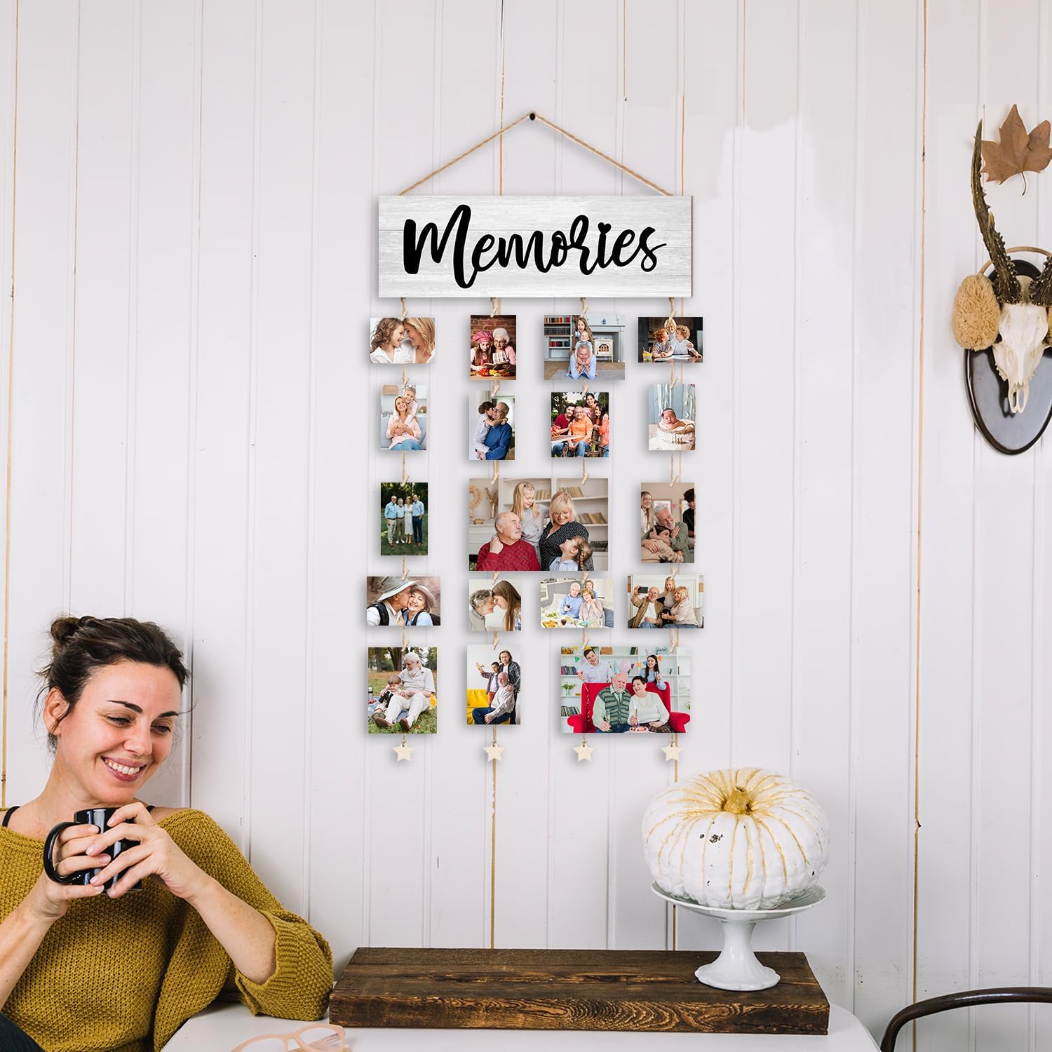 Orchroma Memories Picture Frames Collage Wall Decor,Photo Collage Frame for Wall,Picture Hanging Kit,Memories Picture Board,Family Friends Hanging Photo Display with Clips - Image 6