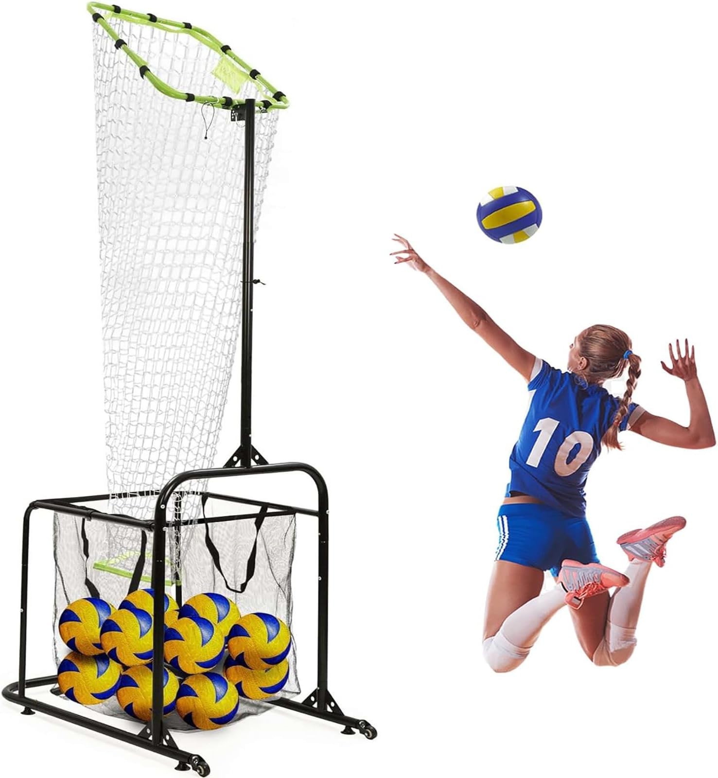 – Volleyball Training Net with Adjustable Height and Angle, Portable Setter Practice Equipment for Indoor and Outdoor Use