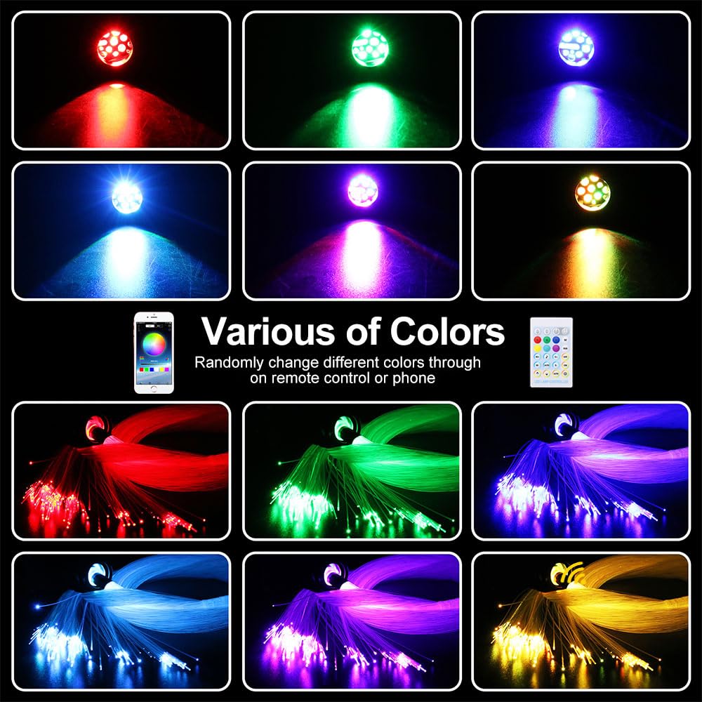 Twinkle Headliner Star Light Kit, 500Pcs*0.03in*9.8ft Ceiling Fiber Optic Lights APP/Remote Control Star Effect Music Mode RGBW Sound Activated for Car Roof Home Ceiling