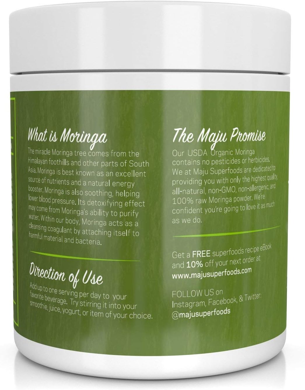 Moringa orgánica en polvo sin GMO pureza garantizada sin aditivos de