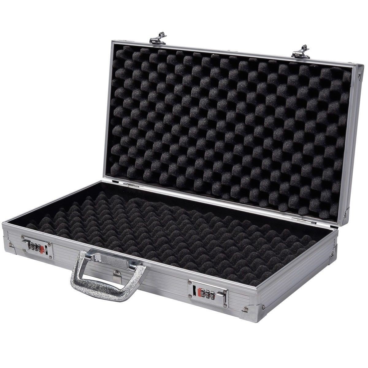 COSTWAY Malette Pistolet en Aluminium Valise à Pistolet avec Serrure à Combinaison 47x25x8,3cm