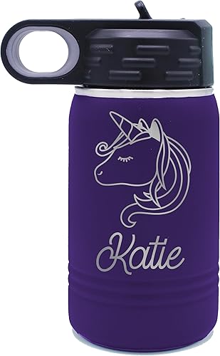 Miniatura 1 de My Personal Memories Botella de agua personalizada de 12 onzas para niños con pajilla, vaso aislado de doble pared para niños, niñas, escuela y