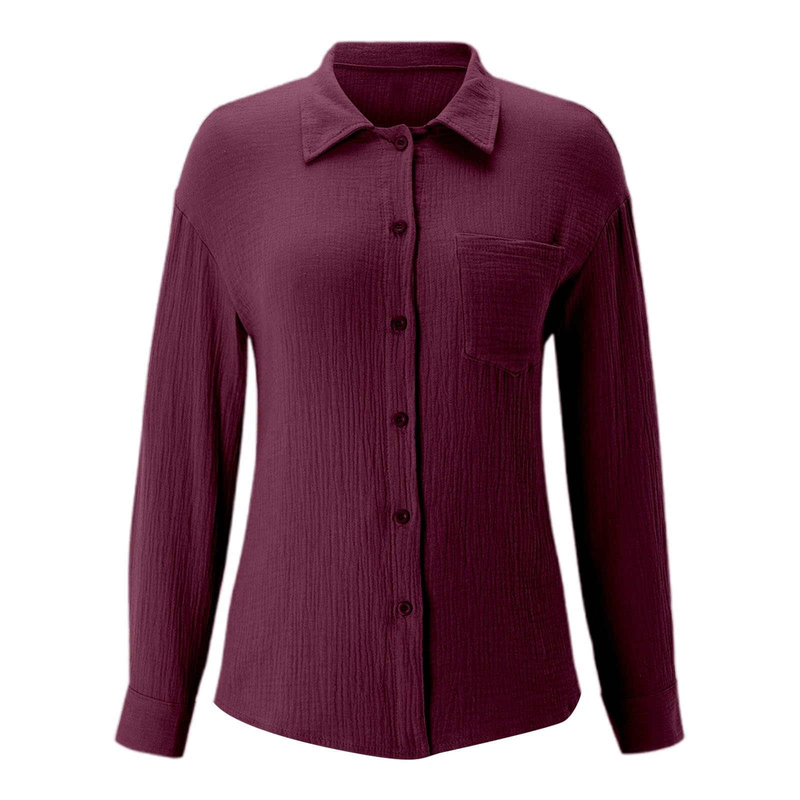 Camicia bianca da donna in lino con bottoni estivi 2026 tinta unita colletto manica lunga leggera garza camicette alla moda casual primavera lino abbigliamento in cotone oversize abiti in mussola da