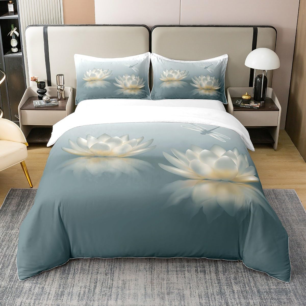 Full Size Duvet Cover Set Eiffel Tower 100% Pure Cotton Bedding Set Vintage Paris Fashion Grey Comforter Cover 3 PCS Romantic City Building View Quilt Cover Luxury Soft(No Comforter)