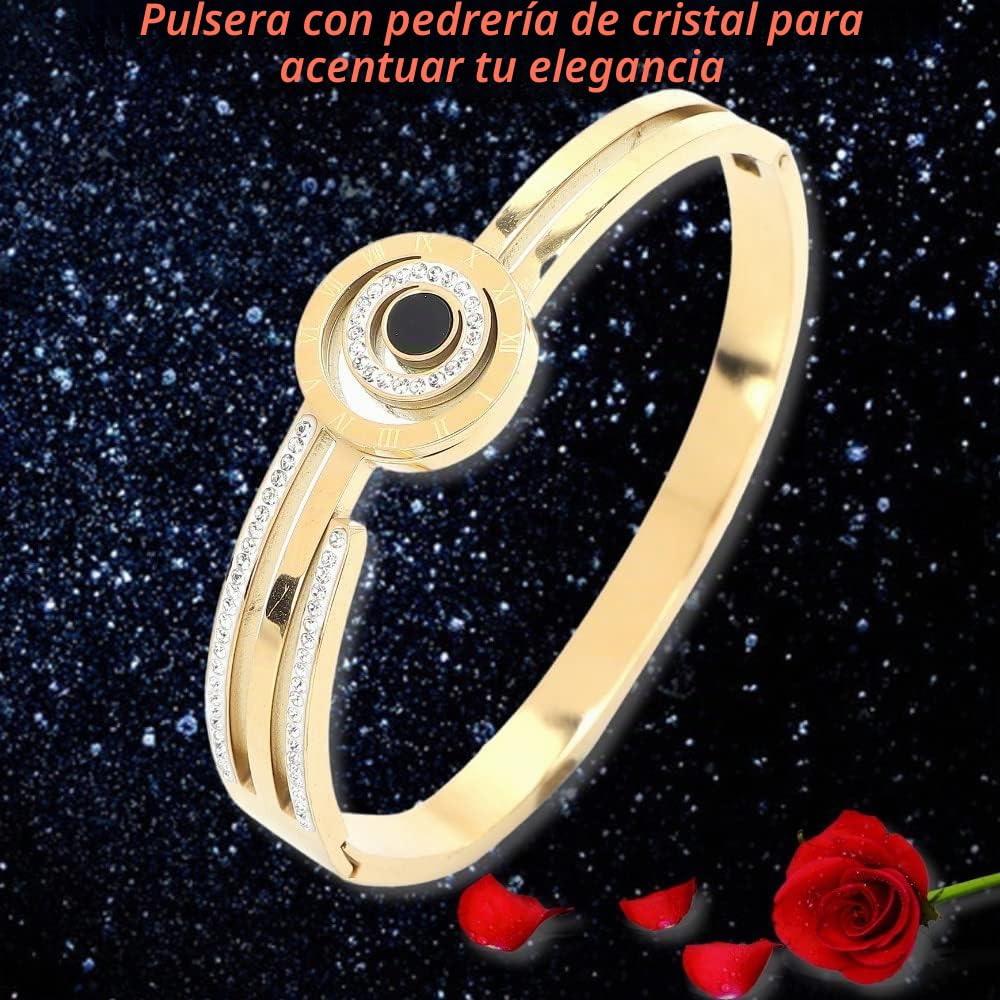 YUYTE Reloj de Pulsera para Mujer, Juego de Joyas con Pulsera, Juego de Joyas para Mujeres, Collar con Banda de Reloj, Oro Rosa Y Oro para Mujeres Y Niñas, Reloj de Cuarzo Diamantes Imitación