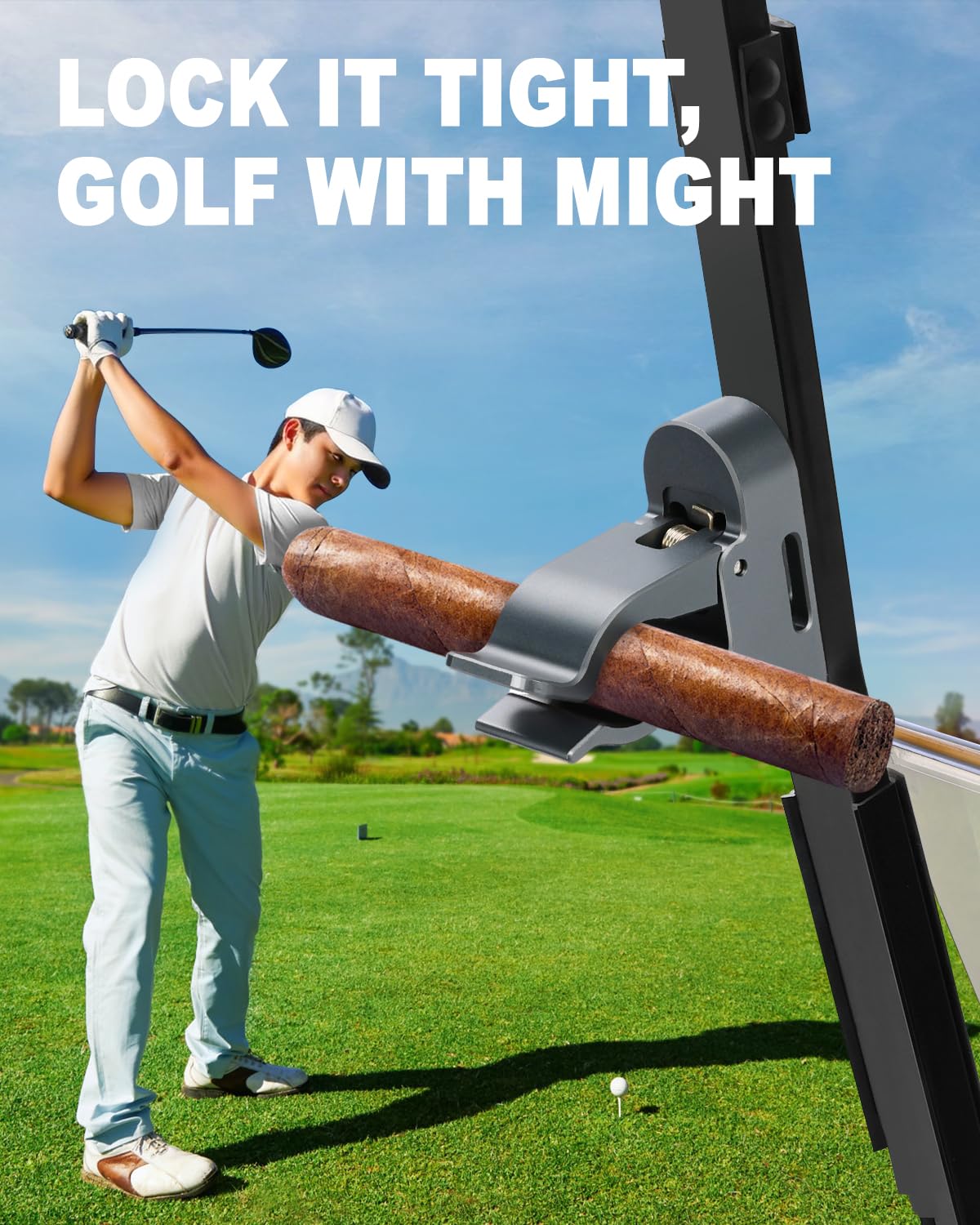 Magnetischer Golfwagenhalter mit Schlaufenhaken, Golf-Halterung aus Aluminiumlegierung für sichere Aufbewahrung von 30–70 Ringen und zum Aufhängen von Golf-Handtüchern, rutschfestes Gummiband