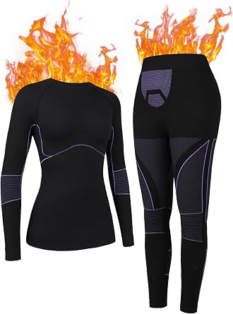 ATTRACO Seamless Thermal Underwear for Women Long Johns Base Layer Set