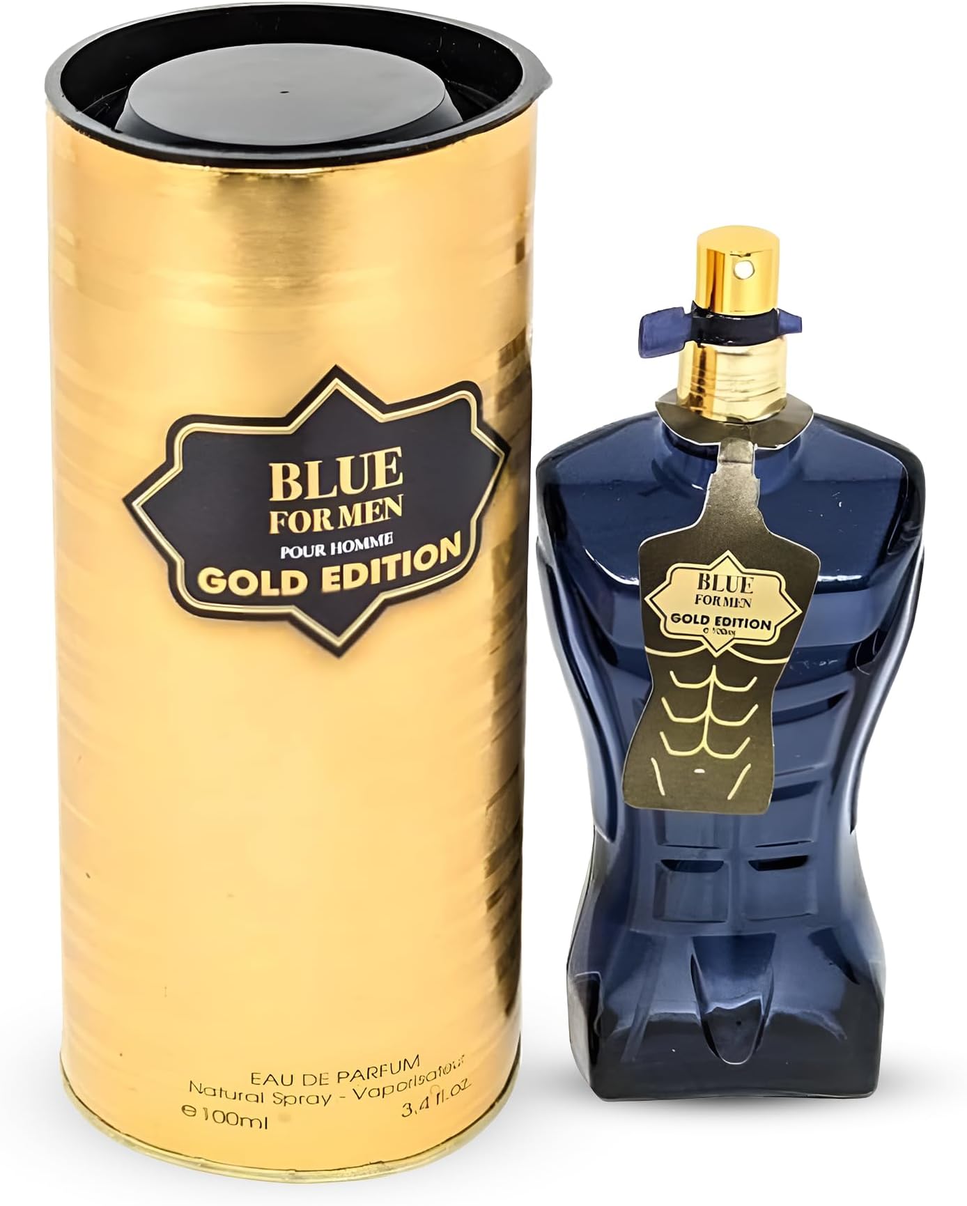 Blue For Men Gold Sensual Woody Fragrance for Men | Long Lasting Cologne Aromatic Scent, Eau de Parfum Natural Spray - Great Holiday Gift, 3.4 Fl Oz/100 Ml