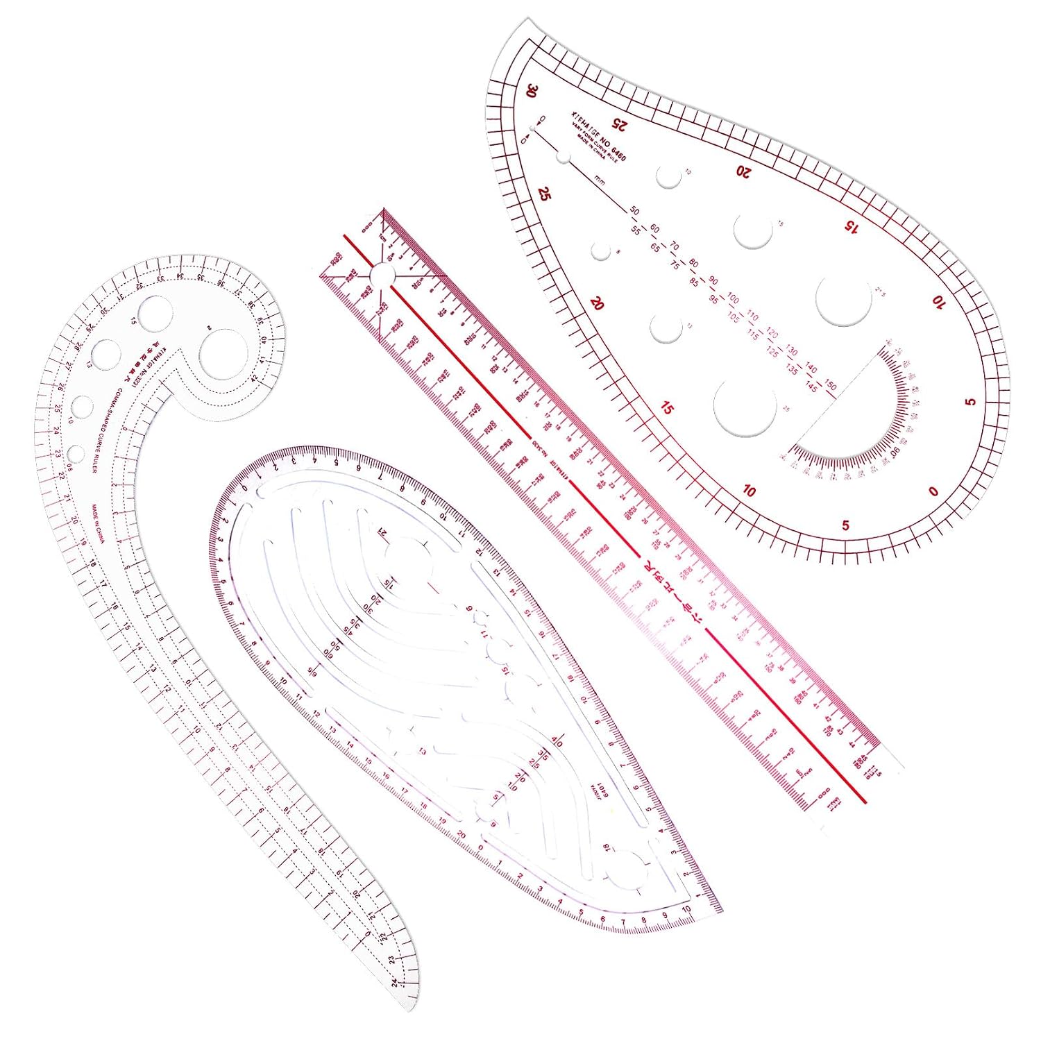 Sewing Ruler Set Plastic for Beginners and Enthusiasts, 4pcs